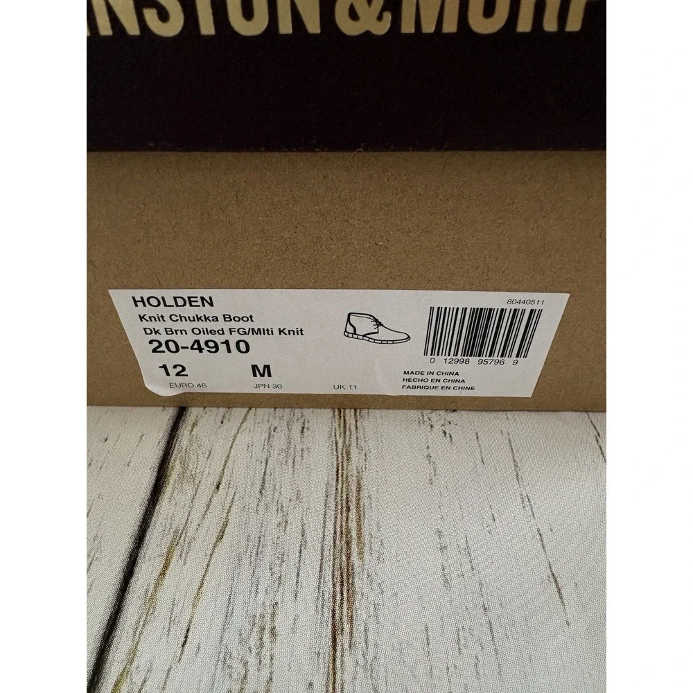 Johnston and Murphy Mens Size 12 M Holden Brown‎ Oiled Knit Chukka Boots